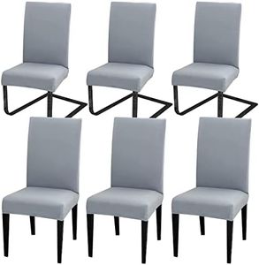 MOLVCE Stuhlhussen 6er Set Stuhlbezug Universal bi-Elastic Hussen für Stühle Moderne Stretch Stuhlhussen Stuhl Abdeckung Abnehmbare Waschbar für Esszimmer, Hotel, Bankett, Partys Deko, Hellgrau