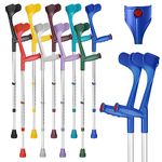 Ossenberg Classic Open Cuff Ergonomic Grip Elbow Crutches – Blue – Pair | Lightweight Height Adjustable Economy Comfort Coloured Forearm Crutches for Adults Men & Women Mobility and Walking Aids