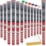 SAPLIZE Golf Grips, Standard/Midsize, 13 Grips with 15 Free Tapes, Cord Rubber, Golf Club Grips, Mid Size, Red