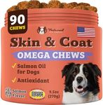 Natural Dog Company Skin & Coat Chews, Omega 3 Salmon Oil, Daily Vitamins and Supplements for Itchy Skin Relief, Allergies, with Biotin, Vitamin E, Antioxidant (90 Count)