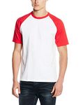 Fruit of the Loom Men's Baseball Classic Short Sleeve T-Shirt, White/Red, Large