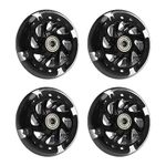 EMSea 4PCS Scooter Silent Luminous Crystal Wheels Black Hub with Bearings Flashing 3 Colors Replacement Wheels for Scooter 100x100mm