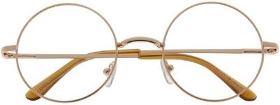 John Lennon Inspired Round Clear Lens Glasses Hippy Sunglasses Vintage Gold