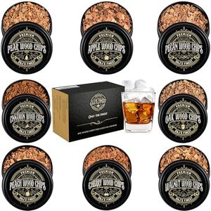 Wood Chips for Cocktail Smoker- 8-pk Fine Chunks/Shavings for Smoking Whiskey/Bourbon/Old Fashioned & Smoke Gun | Apple, Hickory, Cinnamon, Oak, Peach, Pear, Cherry, Walnut