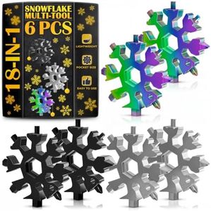 6Pcs Snowflake Multitool Keychain Screwdriver - Pocket Screwdriver Keychain Bottle Opener Keychain Multitool Key Can Opener - Snowy Portable 18-in-1 Stainless Steel Snowflake Multi-Tool for Men