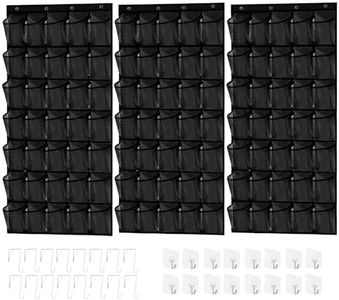 Olutacot 3 Pcs 105 Large Black Mesh Pockets 35 Pockets Over The Door Shoe Organizer with 14+14 Hooks Hanging Shoe Organizer Hanging Shoe Rack Shoe Holder Hanger for Closet Bedroom Dorm