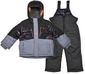 Arctic Quest Boys Ski Jacket and Snowbib Snowsuit Set 2 Piece Zip Up Jacket and Overall Snowsuit Set, Slate Color-Blocked, 2T