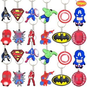 Acuiwer 24 PCS Llaveros Cartoon llavero de silicona para niños Detalles Cumpleaños para Infantiles niños niñas (F-HERO-24 PCS)