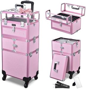 BYOOTIQUE 2in1 Nail Polish Organizer Rolling Makeup Train Case Manicure