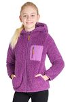 CityComfort Fleece Jacket for Kids, Zip Up Fuzzy Teddy Hoodie (Purple, 11-12 Years)