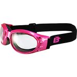 Birdz Eyewear Eagle Padded Anti Fog Womens Motorcycle Goggles Pink Frame Clear Lens (Pink-Clear)