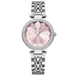 NIBOSI Stainless Steel Women Watches Analog Watch For Girls&Miss&Ladies Diamond Studded With Stylish Watches Waterproof, Dial Color-Pink, Band Color-Silver