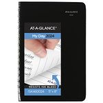 AT-A-GLANCE 2024 Daily Planner, DayMinder, Open Scheduling, 5" x 8", Small, Black (SK460024)