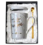 Doublewhale Birthday Gifts for Women, Not A Day Over Fabulous Mug, Gift for Her, Friend, Sister, Dad, Mum, Teacher, 14Oz Grey Marble Coffee Mug with Lid, Spoon, Greeting Card, Gift Boxed