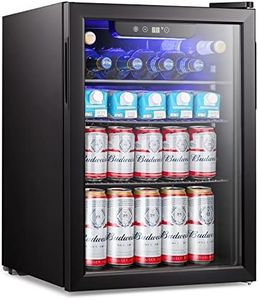 Antarctic Star 2.6cu.ft Mini Fridge 100 Can Beverage Refrigerator Wine Cooler/Cabinet Small Beer Soda Glass Door Counter Top Bar Fridge Freestanding Black