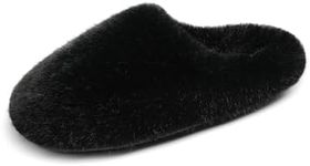 DREAM PAIRS Women's Plush Fuzzy Slip on Indoor Outdoor Winter House Slippers,Size 7-8,Black,GEROLDY