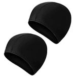 2 Pcs Swimming Caps for Kids Girls Boys and Adult Teenager,Comfortable Light Swimming Caps,Super Stretch No Pull Hair Swimming Hats for Long and Short Hair (Black/Black)