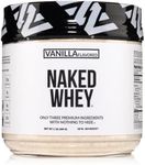 Naked Vanilla Whey Protein 1LB – Only 3 Ingredients, All Natural Grass Fed Whey Protein Powder + Vanilla + Coconut Sugar- GMO-Free, Soy Free, Gluten Free. Aid Muscle Growth & Recovery - 12 Servings