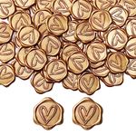 Yoption Heart Wax Seal Stickers, 50 Pack Envelope Seal Stickers Envelope Seals Self Adhesive Gold Stickers for Wedding Party Birthday Christmas