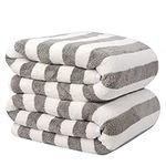 VIVOTE 2Pcs Microfibre Bath Towel (80x152cm), Super Soft & Fluffy Bath Towels Set, Super Absorbent & Dry Quickly Bath Sheets, Striped Bath Towels, Bicolor Beach Towels(Grey)