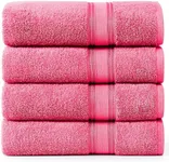 Lane Line Large Bath Towels Set (30" x 60") - Zero Twist 100% Cotton Bathroom Towels, Super Aborbent Luxury Bath Towels, Soft, Quick Dry Shower Towels, 4 Piece Extra Large Bath Towel Set - Fuchsia