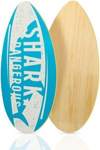 Skimboard 35 Inch Skim Boards for Beach Adults ＆ Kids, High Gloss Coat Wooden Skim Board for Beginners, Durable Lightweight Wood Body Board -Blue Shark