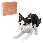 Larcele Mini Building Blocks Animal Set, DIY Micro 3D Building Toy Bricks,1390 Pieces KLJM-05(Black and White Cat)