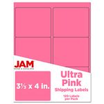 JAM PAPER Shipping Address Labels - Large - 84.5 x 101.6 mm (3 1/3" x 4") - Ultra Pink - 120/Pack