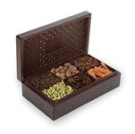 Octavius Indian Spice Collection- 300 Gm | Assorted 6 Whole Spices Wooden Gift Box | Cloves, Cinnamon, Cardamom, Black Pepper, Star Anise | Rakhi Gift | Wooden Spice Box | Gift Box | Wooden Masala Box