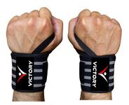 VICTORY Cotton Professional Wrist Wrap Band, Wrist Strap for Gym and Fitness with Thumb Loop Straps Wrist Wrap Gym Accessories for Men Hand Grip & Wrist Support Sports Straps-Grey,Free Size