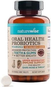 NatureWise Oral Probiotics for Teeth & Gums & Fresh Breath* - Chewable Probiotic - Non-GMO Sugar-Free Mint Tablet - Dental Probiotic for Kids & Adults w/ BLIS K12 & M18 - 50 Count[50-Day Supply]