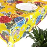 The Fern Trail Mexican Oilcloth Tablecloth - Vinyl Tablecloths | Outdoor Tablecloth | Plastic Tablecloth | Splat Mat | Waterproof Mat | Hules para Mesa (Mums Yellow, Rectangle (84 x 48))