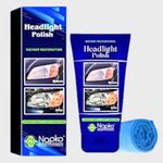 Napko Headlight Restoration Polish 60ml | Restorer for Car & Bikes | Restores Pale Yellow Headlight (60 ml) | with Microfiber Cloth (2 Items)