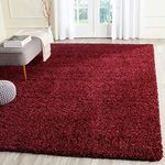 CarpetEx Soft Fluffy Plain Shaggy Rugs for Bedroom 7x7 Feet Round Fur Carpets for Living Room Maroon Color