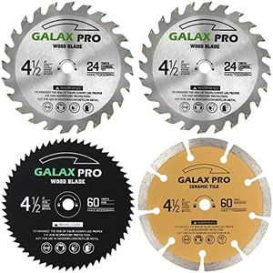 GALAX PRO Saw Blade Set, Pack of 4 Assorted 60T HSS Metal/24T TCT Wood/Diamond 4-1/2-Inch Circular Saw Blade with 3/8" Arbor for Fast Cutting…