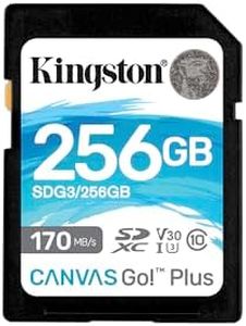 Kingston 256GB Canvas Go Plus SDXC Card | Up to 170MB/s | UHS-I, C10, U3, V30 | SDG3/256GB