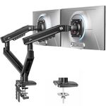 HUANUO FlowLift™ Pro Dual Monitor Arm for 13–32" Screens, MechaSpring Monitor Mount, Adjustable Monitor Arm with Tilt/Swivel/Rotation, Tool-Free VESA Mount, C-Clamp/Grommet Base, Max Load 19.8 lbs
