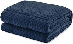 Huloo Sleep Weighted Blanket Queen 15lbs for Adult(60"×80",Navy Blue) Breathable Soft Minky Weighted Throw Blanket for All Season,Heavy Blanket with Premium Glass Beads