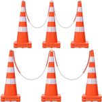 YITAHOME Traffic Cones 36 Inch (12 Pack), with 32.8FT Chain and Reflective Collars, PVC Safety Cones, Orange Construction Cones for Parking Lot, Home Road