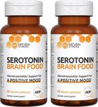 NATURAL STACKS Serotonin Brain Food - L-Tryptophan & Rhodiola Rosea - Mood Support Supplement - Promotes Positive Mood, Calmness, Stress Relief - Brain Support Supplement - 120 Capsules