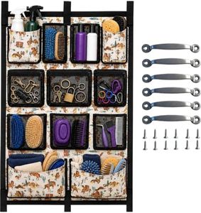 ZXFNNCY Horse Trailer Organizer & Grooming Bag - Large Hanging Door Caddy with Deep Mesh Pockets for Spray Bottles & Brushes - Heavy Duty 900D Polyester Tack Room Storage for Barn & Stall, 23" x 34"