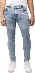 RAW X Mens Skinny Jeans, Washed Ripped Distressed Moto Stretch Denim Biker Pants for Men, Light Blue Wash, 32W X 32L