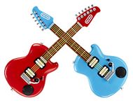 little tikes 658907EUC Real Jam Twice The Fun Two Toy Guitars with Cases & Straps-4 Modes, Volume Control, Bluetooth Connectivity-Encourages Imaginative & Creative Play-for Kids Ages 3+,Red