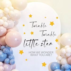 JarThenaAMCS Twinkle Twinkle Little Star Gender Reveal Party Decal Sign Yellow Little Star Baby Shower Wall Stickers for He or She Balloon Arch Backdrop Photo Props