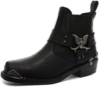 Grinders Mens Eagle Lo Cowboy Black Biker Leather Western New Boots 8