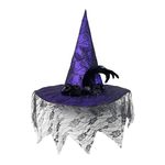 ReneeCho Witch Hat for Women Purple Halloween Costume Accessories Fancy Masquerade Adult