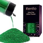 Renfio Ultra Fine Glitter Powder Metallic Resin Glitter 1.75 Oz (50g) PET Flakes Crafts Sequins 1/128" 0.008" 0.2mm Epoxy Chips Flakes for Tumblers Slime Decoration - Grass Green