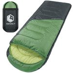 3-Season Sleeping Bag, Single, Regular Size - Lightweight, Comfortable, Water Resistant Backpacking Sleeping Bag for Adults & Kids - Ideal for Hiking, Camping & Outdoor Adventures – Green/Gray