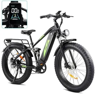 GarveeLife Electric Bike for Adults 1000W, 48V 17.5AH Battery Adult Electric Bicycles, 26" Fat Tire Full Suspension Ebike, 28MPH Mountain Beach E Bike, 7 Speed, 60Miles Range, UL Certified