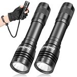 HECLOUD 2 Packs Professional Scuba Diving Flashlight IPX8 Water-Resistant Waterproof with Rechargeable Battery and USB Charger 4 Modes LED Dive Torch for Underwater 100M, Land, Home Use